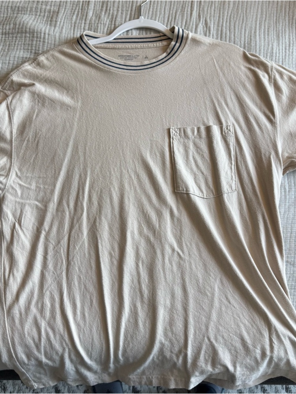 Abercrombie Short Sleeve Pocket Tee with Striped Collar
